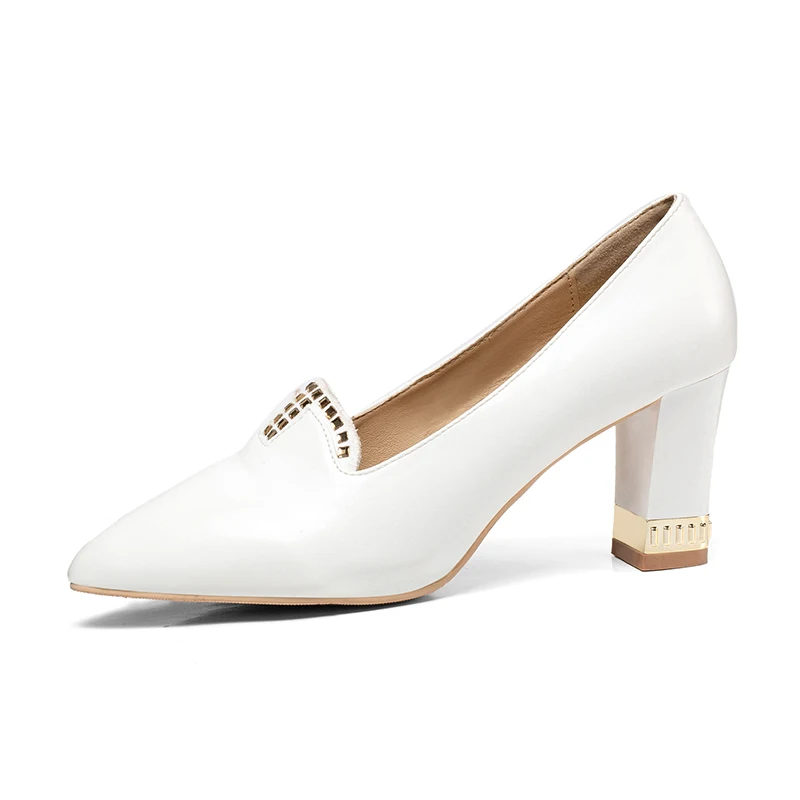 Женские модельные туфли размера плюс; женские свадебные туфли-лодочки на высоком каблуке; свадебные туфли со стразами; дизайнерская женская свадебная обувь; 6701 - Цвет: Белый