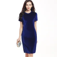 Женское бархатное платье-футляр зеленого и черного цвета с круглым вырезом и коротким рукавом, облегающее платье-карандаш для офиса и работы, платья до колен