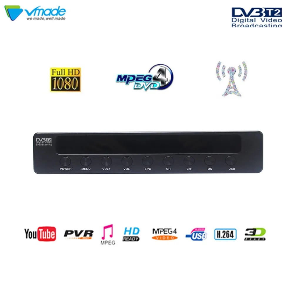 

Vmade DVB T2 Terrestrial Receiver HD Digital TV Tuner DVB-T2 H.264 MPEG4 Support Youtube PVR 9 Button Standard Set Top Box