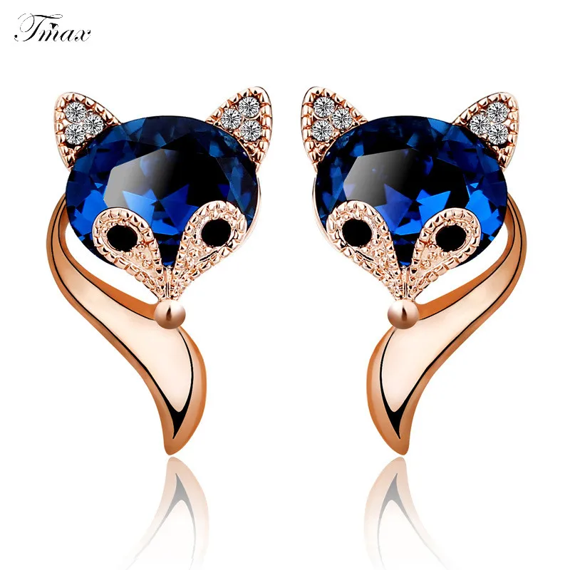 TengMaxi Copper Cute Stud Earrings For Women Girl Fox Pattern Ear Nail
