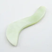 Natural light green jade S shape guasha board massage tool facial treatment scraping tool for body health care Natural light green jade S shape guasha board massage tool facial treatment scraping tool for body health care