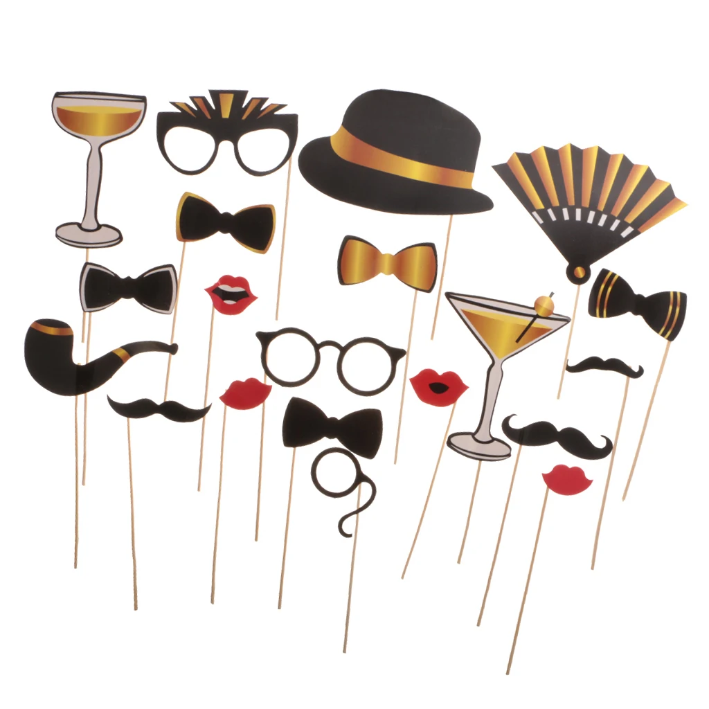 

20Pcs Photo Booth Props Mask Prom Ball Masquerade Party Show Prop Hand Held Mask