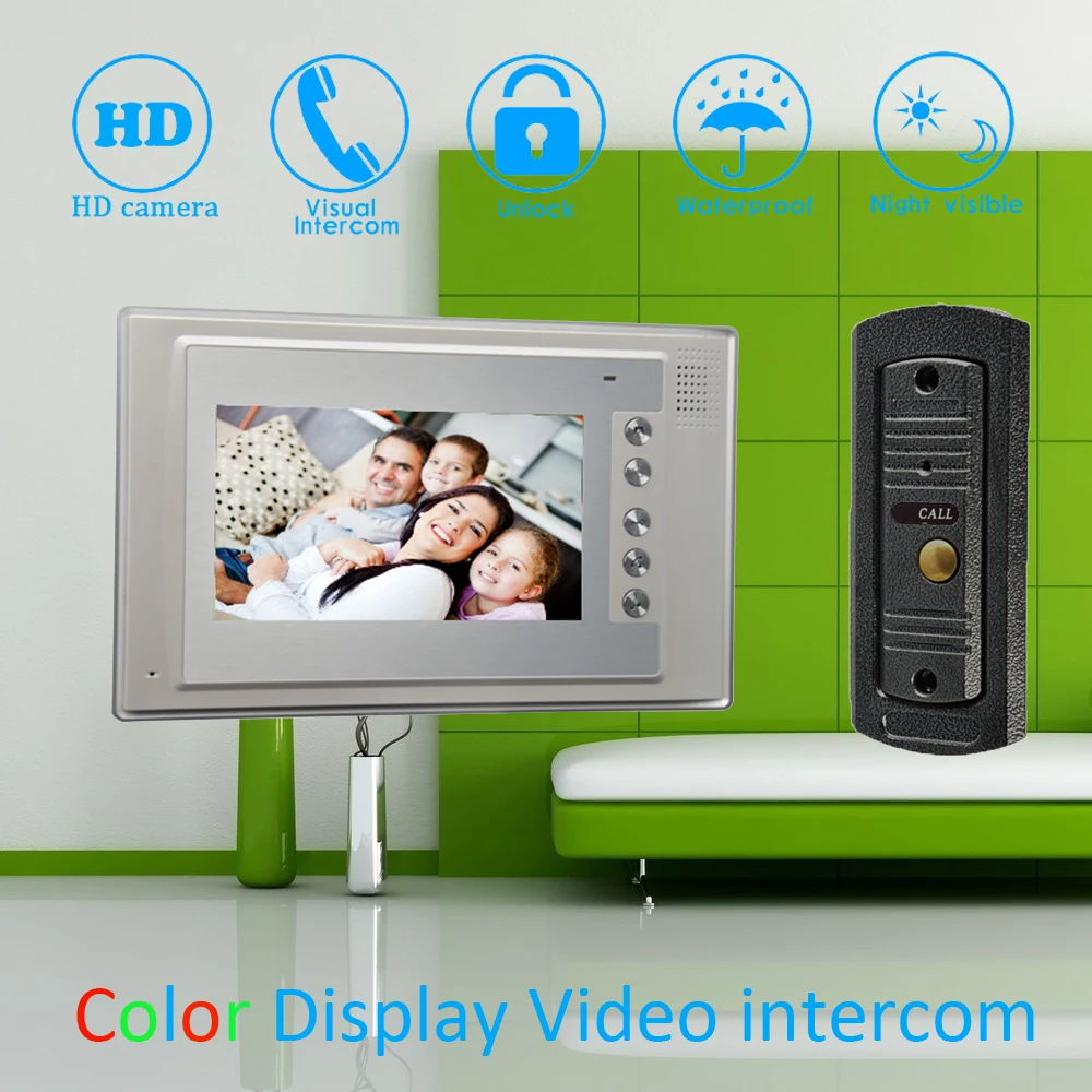 

(1 Set) 7'' Color Monitor Home Garden Improvement Video Door Phone Home Security Digital Doorbell Door Access Control Intercom