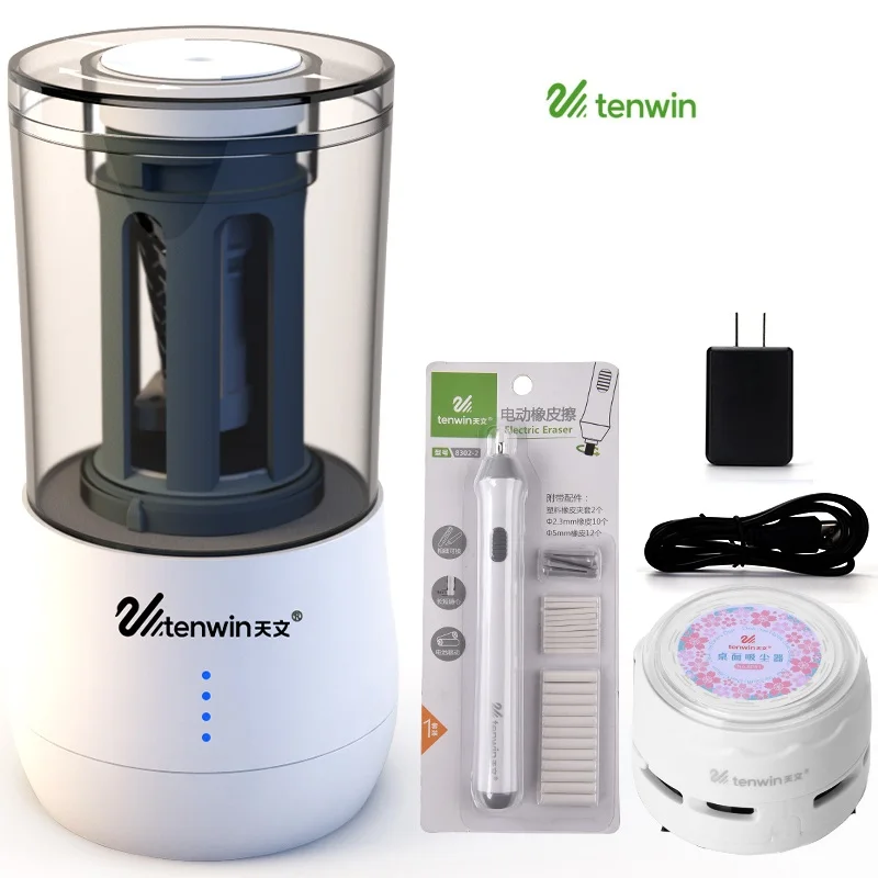 

5pcs/set Electric Pencil Sharpeners Electric Eraser Vacuum Cleaner pencil sharpener accessories USB recharge Set For Kids Gift