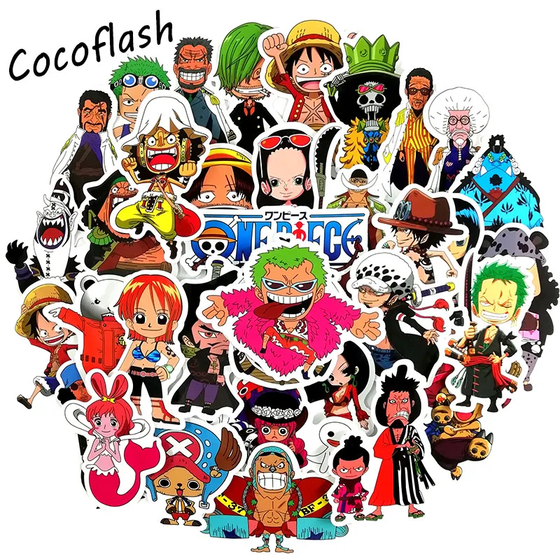 Hot 49pcs PVC One Piece Stickers Fashion High Quality Waterproof PVC For Suitcase Refrigerator skateboard laptop