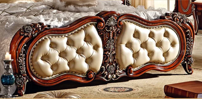 Антикварная мебель для спальни, деревянная двуспальная кровать