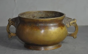 

Marked Old Chinese Pure Bronze Foo Dog Lion Beast Head Incense burner Censer