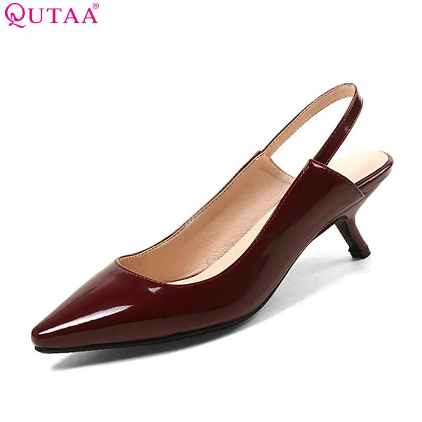 

QUTAA 2018 Women Pumps All Match Women Shoes Platform Slip on Buckle Pointed Toe Thin Heel Casual Women Pumps Size 34-39