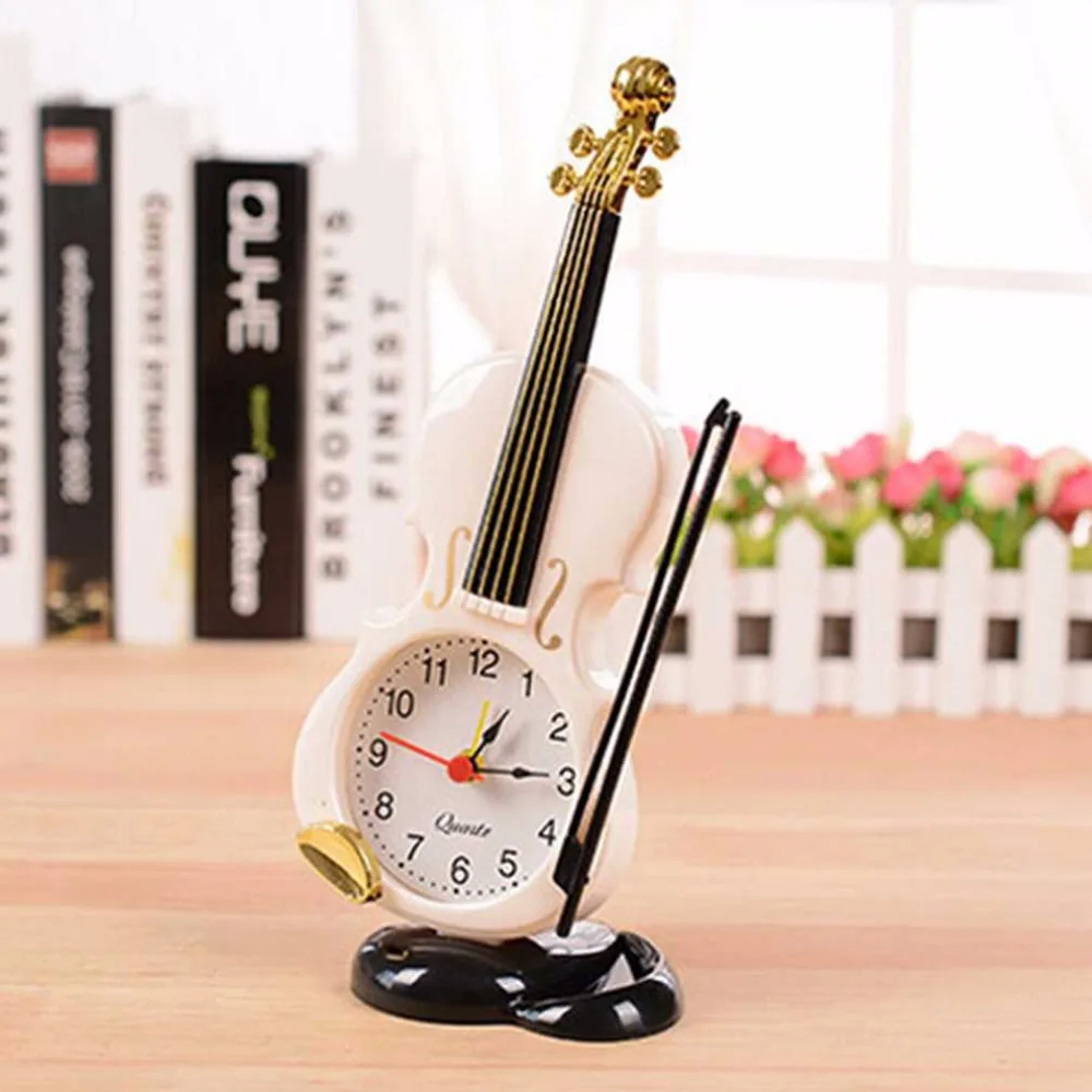2018 New 2 Colors Creative Instrument Table Clock Student Violin Gift Home Decor Fiddle Quartz Alarm Clock Desk Plastic Craft 2018 New 2 Colors Creative Instrument Table Clock Student Violin Gift Home Decor Fiddle Quartz Alarm Clock Desk Plastic Craft