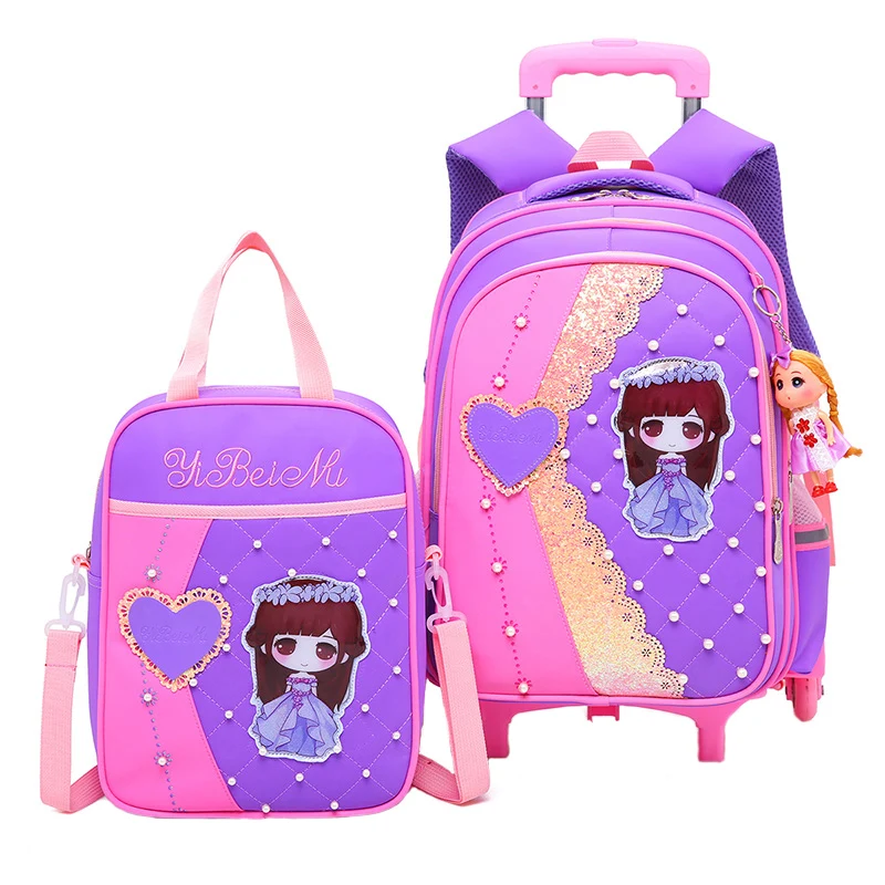 

Cartoon Children School Bags set Mochilas Kids Backpacks With 2/6 Wheels Trolley Luggage For Girls backpack wholesale