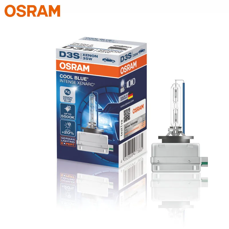 

OSRAM Xenon HID D3S 66340CBI Cool Blue 5500K Car Head Lamp Auto Hi/lo Beam Stylish Lamp +20% More Light (Single)