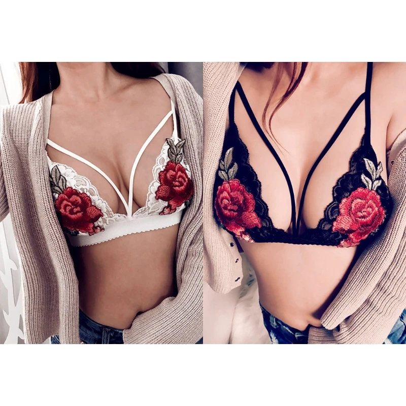 

Europe Fashion Embroider Women's Lace Backless Bra Underwear Lingerie
