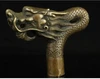 Pure Copper Brass Grandpa Good Lucky China Old Handwork Carving Bronze Dragon Statue Cane Head Walking Stick 2