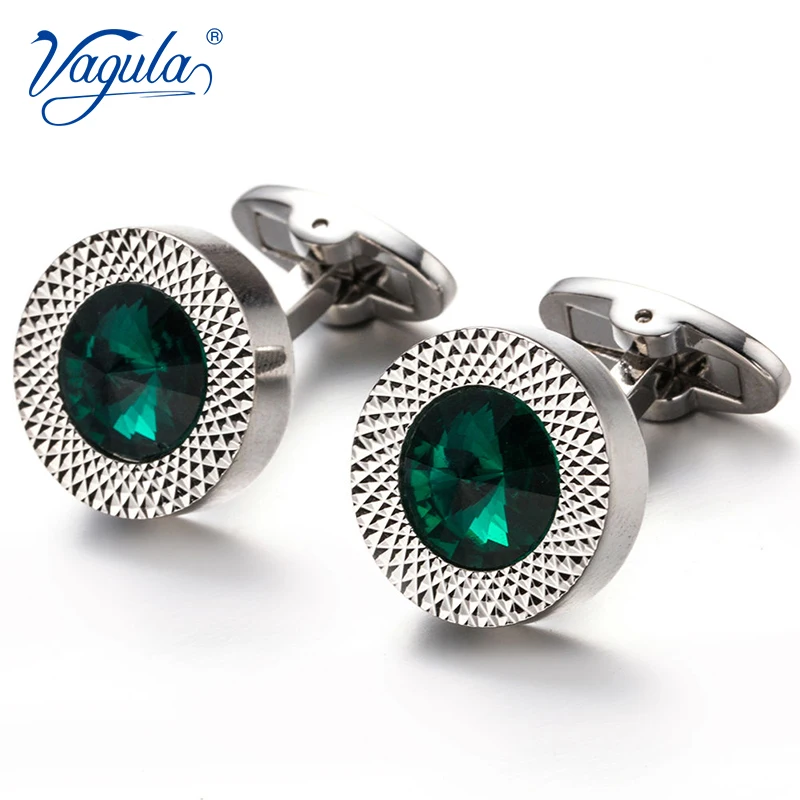 

VAGULA Hot Selling Copper Men's Cufflinks Luxury gift Party Wedding Suit Shirt Gemelos Button Crystal Cuff links 672