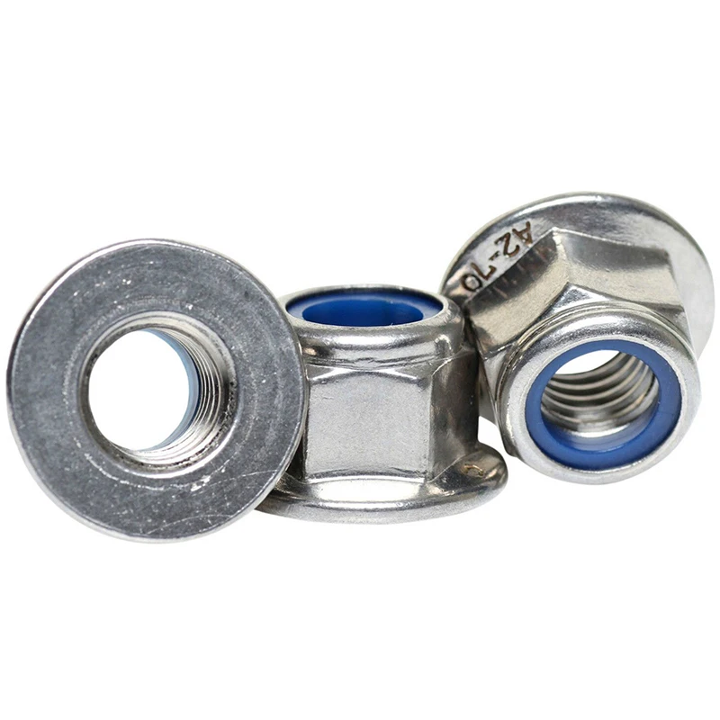 A2 (304) Stainless steel Flanged Nylon Nuts Flange Nut Silver, M8*1