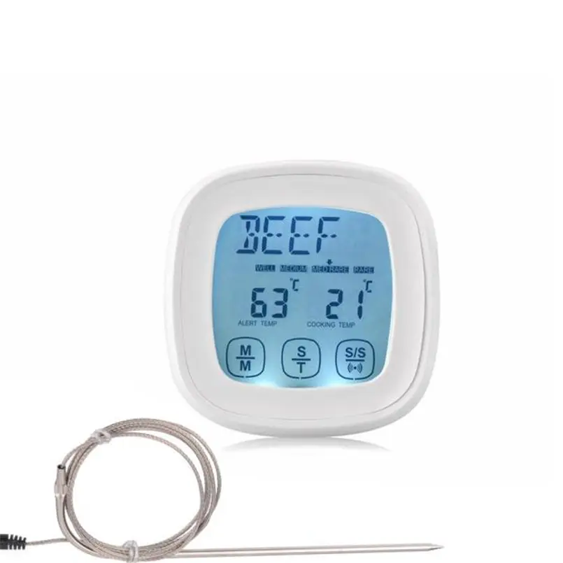 

Oven Thermometer BBQ Touchscreen Digital Kitchen Meat Thermometer and Timer with Stainless Steel Probes for Cooking 40AP22