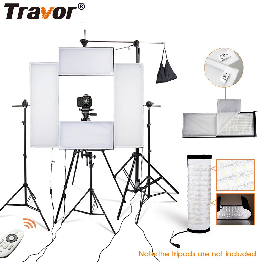 

Travor photo studio 4in1 flexible LED video light 2.4G Remote Control dimmable 5500K studio light photography light with tripod