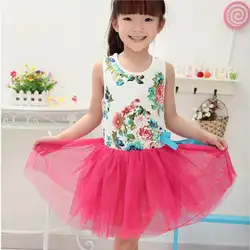 1 предмет платье-пачка принцессы для маленьких девочек платье с полой фатиновой юбкой и рисунком цветка комплект из одного предмета