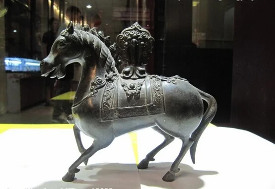 

S0354 6"Chinese Folk exquisite 100% Pure Copper Bronze Auspicious Lucky Tang Horse D0318