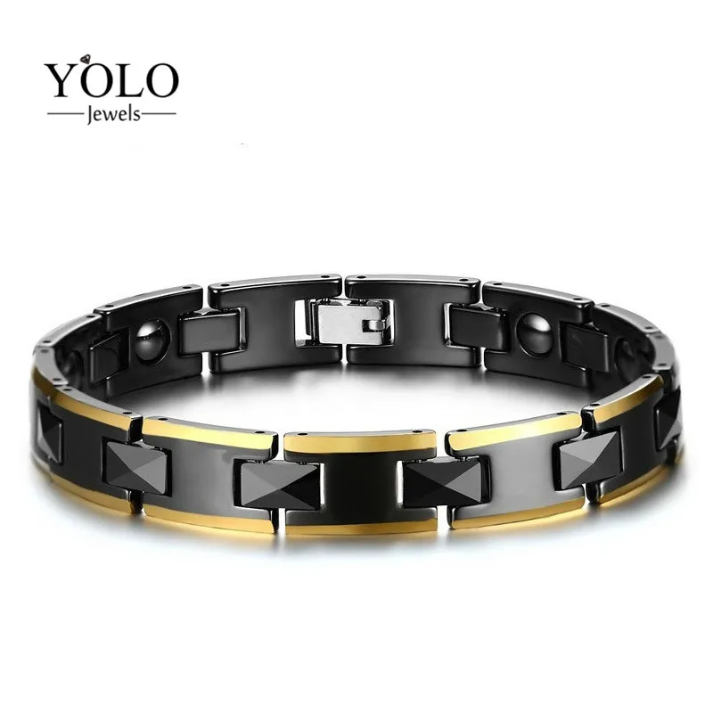 

Black Ceramic Men's Fashion 2019 Charm Bracelet Anti Snoring Negative Ions Adjustable Health Bracelet