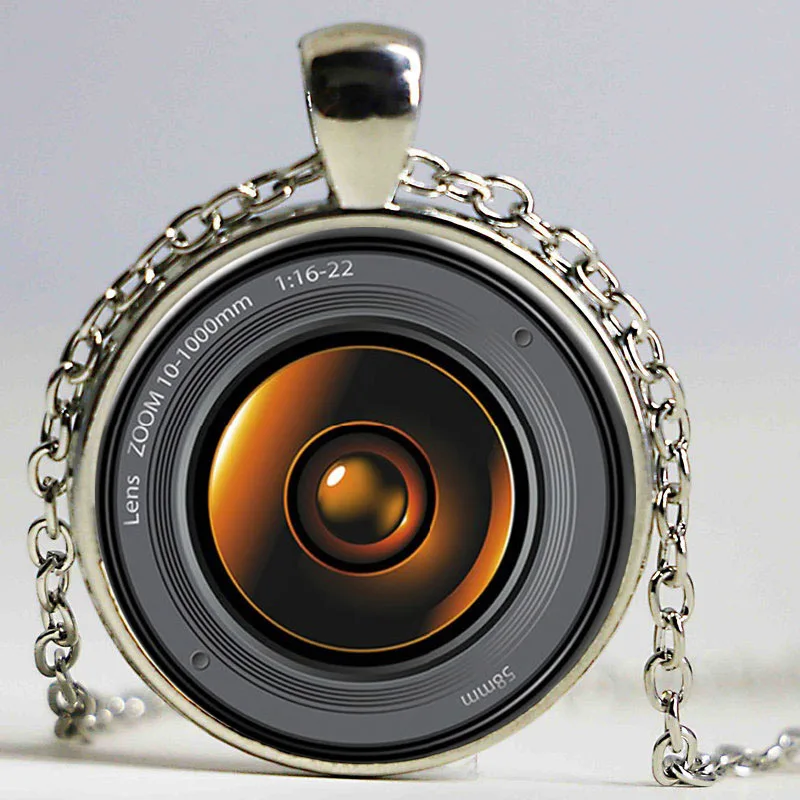 Винтажная подвеска с художественным изображением ожерелье с объективом фотоаппарата бронзовая цепь ювелирные изделия подарок стеклянные кабошонные ожерелья - Окраска металла: 2