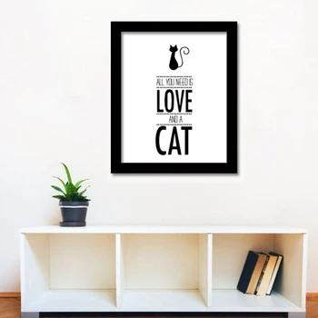 

Quote All You Need is Love and Lovely Cute Cat Quote Canvas Print Wall Art Picture For Home Decor Unframed