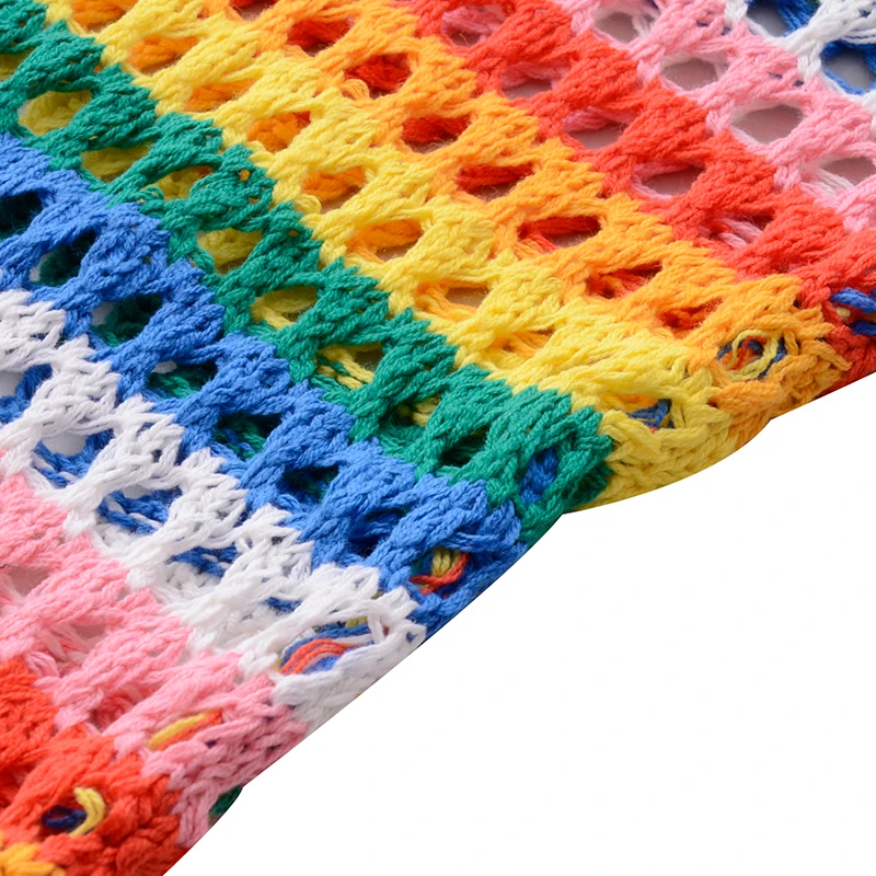 Hollow out sweaters color stripes knitted long sleeved female loose casual bottoming shirt o-neck pullovers computer knitted Sweaters