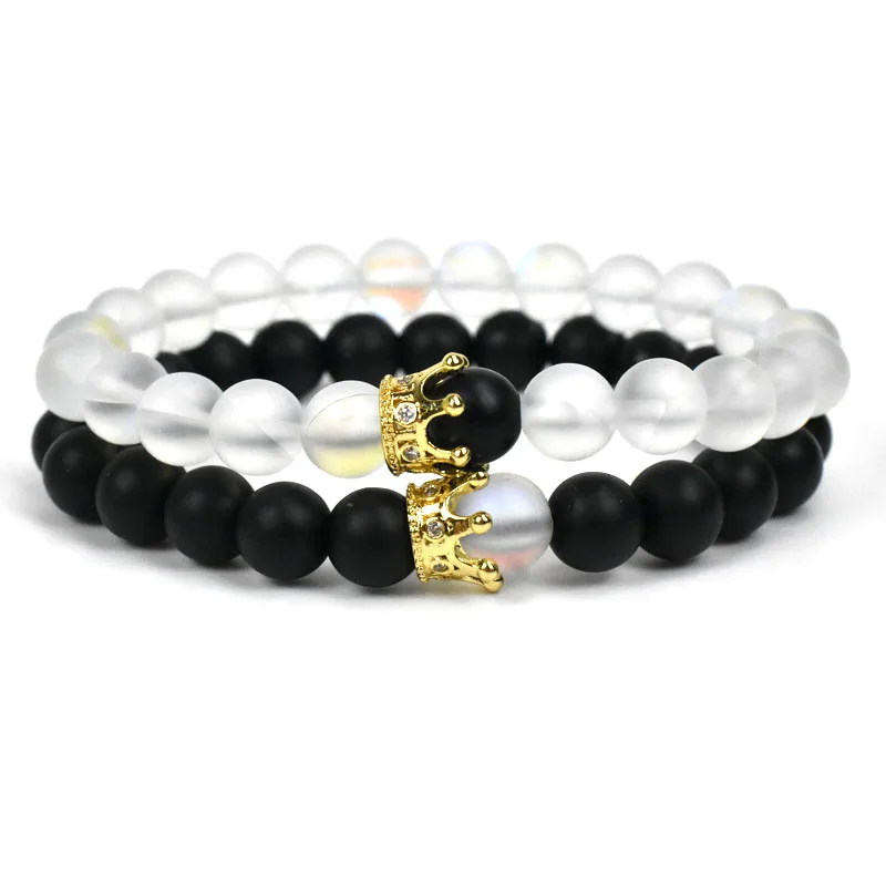 Couple Bracelet Charms Stone Beads Men Jewelry Crown Bracelets For Women Pulseira Masculina Bileklik Pulseira Feminina Couple Bracelet Charms Stone Beads Men Jewelry Crown Bracelets For Women Pulseira Masculina Bileklik Pulseira Feminina
