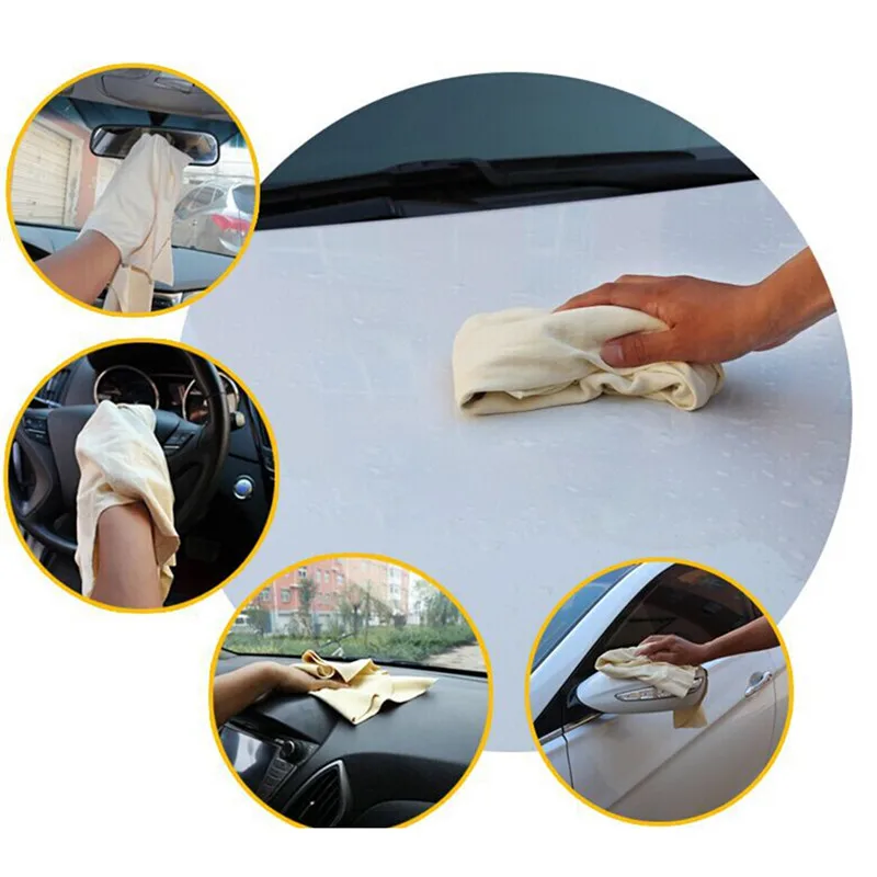 35*45cm Natural Chamois Leather Car Cleaning Cloth Genuine Leather Wash