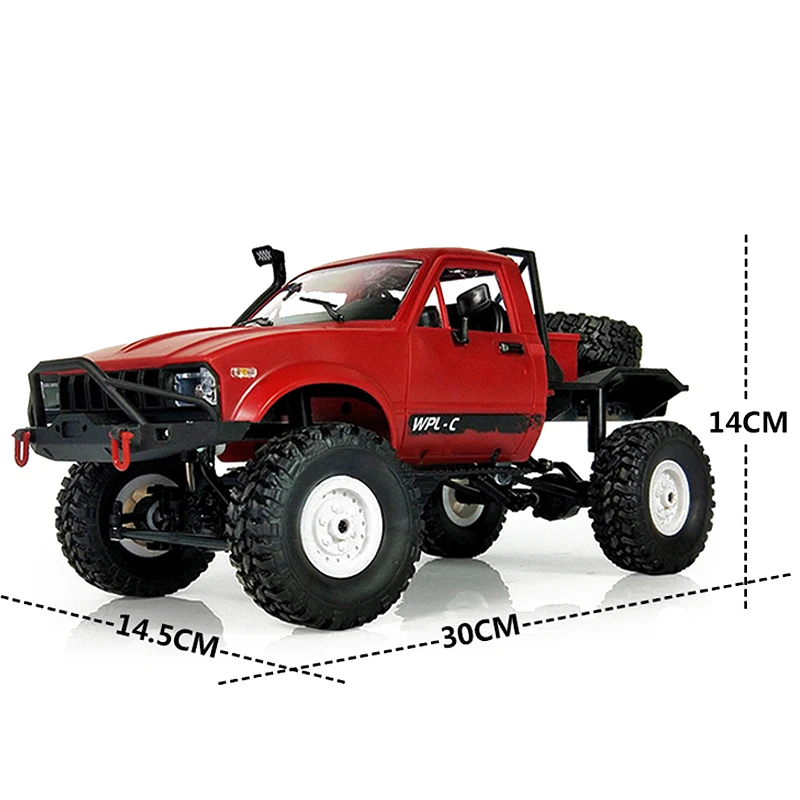 WPL C14 1:16 Scale 2.4G 2CH 4WD Mini Off-road RC Semi-truck RTR Kids Climb Truck Remoto Controle Carro Buggy Toys For Children