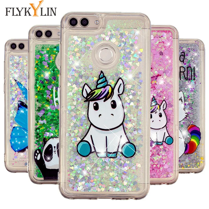 

P Smart Silicone Case on For Fundas Huawei Honor 9 Lite Case Liquid Glitter Soft TPU Cover For Coque Huawei Honor 10 Phone Cases