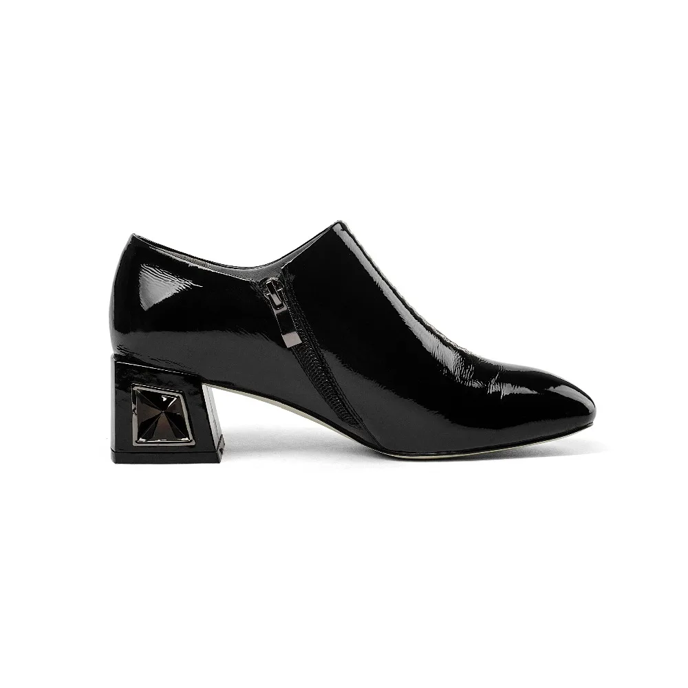 MORAZORA/ г.; обувь из лакированной коровьей кожи наивысшего качества; модные женские туфли-лодочки на молнии; однотонные женские туфли на высоком квадратном каблуке