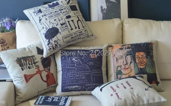 

Jean-Michel Basquiat graffiti painting Home Decor cushion Linen cotton pillow sofa cushions decorative Throw Pillow