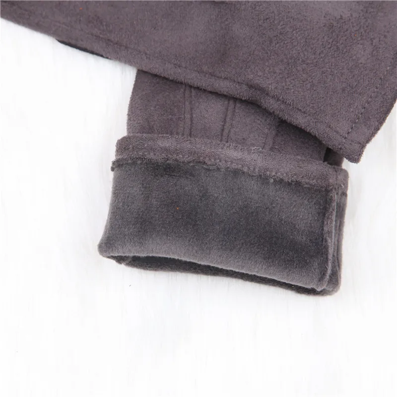 Imitation Suede Gloves Female Male Autumn Winter New Thicken Plus Velvet Unisex Driving Semi-Finger Gloves Woman Man SZ025
