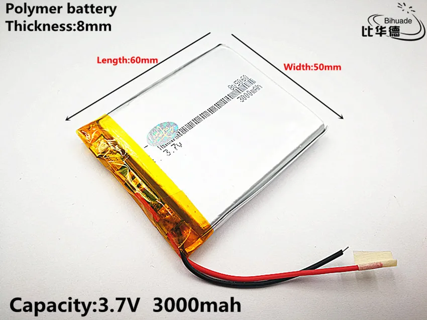 Хорошего качества 3,7 в, 3000 мАч, 805060 полимерный литий-ионный/литий-ионный аккумулятор для игрушек, банка питания, gps, mp3, mp4