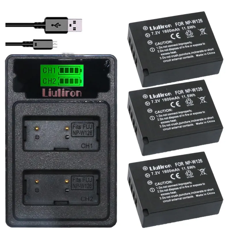 

NP-W126 NP W126 NPW126 Battery + TYPE-C Charger For Fujifilm X100F X-T10 X-T20 X-Pro1 X-Pro2 HS30EXR HS33EXR HS35EXR X-A1 X-A2