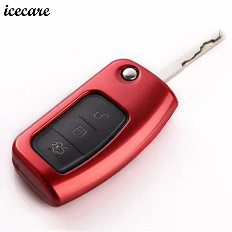 

Icecare ABS Paint Key Case Protection Cover Key Decoration Box For Ford Focus 2 Fiesta MK7 Ecosport Folded Key Accessories