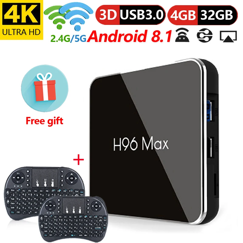 H96 Max X2 TV Box Android 8.1 Amlogic S905 X2 4 GB DDR4 32 GB ROM 2.4G/5G wiFi USB3.0 BT4.0 support 4 K H.265 Smart Media Player