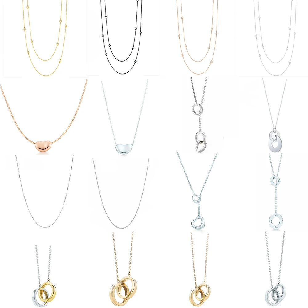 

Kaliyah 100% 925 Sterling Silver 1:1 Glamour Geometric Dual Gold Collar Rosa Basic Tie Ping Collar Gold Tiff Selection