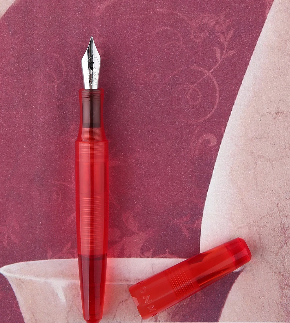

Moonman C2 Dropper Fountain Pen Fully Transparent Red Iridium F 0.5mm Golden/Silver Nib Large-Capacity Ink Storing Fashion Pen