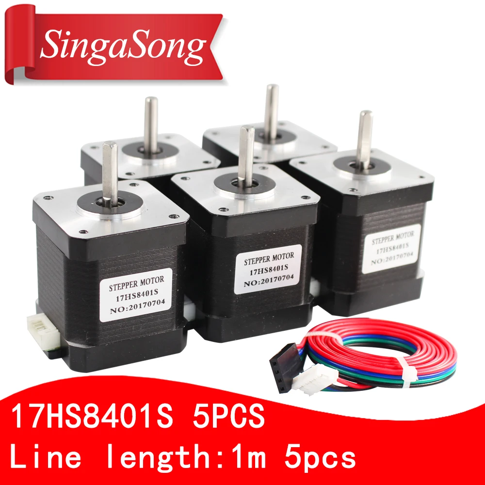 Free shipping 5PCS 4 lead Nema17 Stepper Motor 42 motor 17HS8401S 1 8A CE ROSH ISO