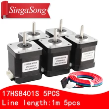 Free shipping 5PCS 4 lead Nema17 Stepper Motor 42 motor 17HS8401S 1 8A CE ROSH ISO
