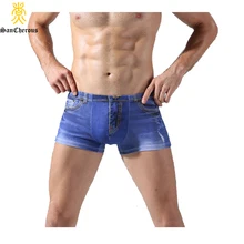 Хлопок, популярное повседневное Мужское нижнее белье, джинсовые трусы с принтом, мужские боксеры, размер L-3XL