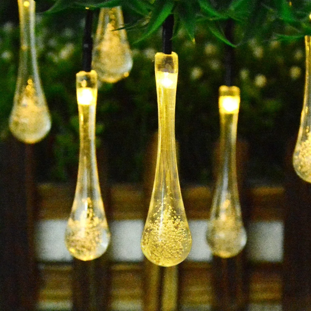 Raindrop Solar Garlands Lamp Outdoor Fairy Solar Light Garden Decor