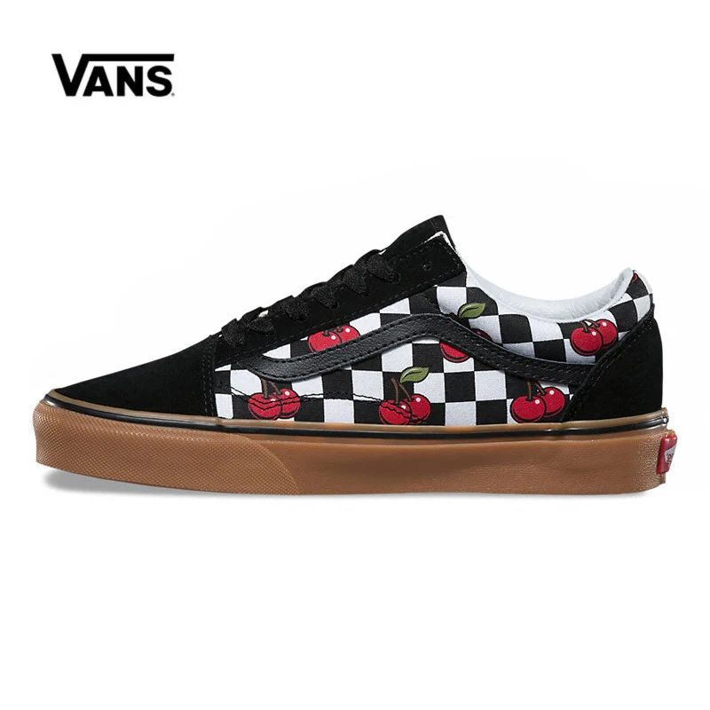 Vans Original Old Skool Classic Non slip shoes Unisex Leisure Checkered Cherry Shoes Women&#39;s ...