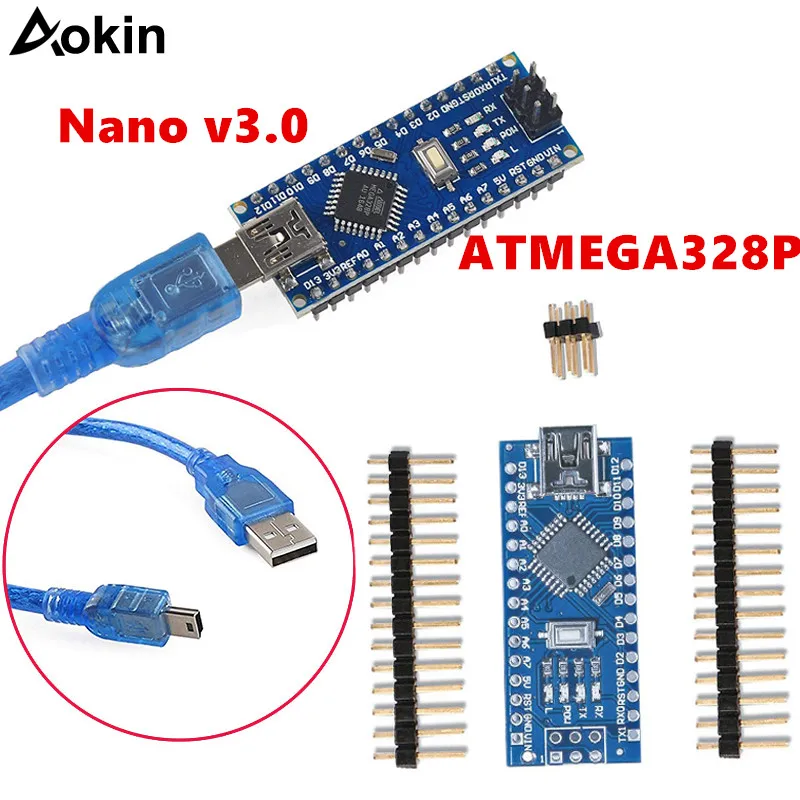 Мини USB контроллер Nano v3.0 ATMEGA328P для arduino 5 шт. с Загрузчиком совместимый