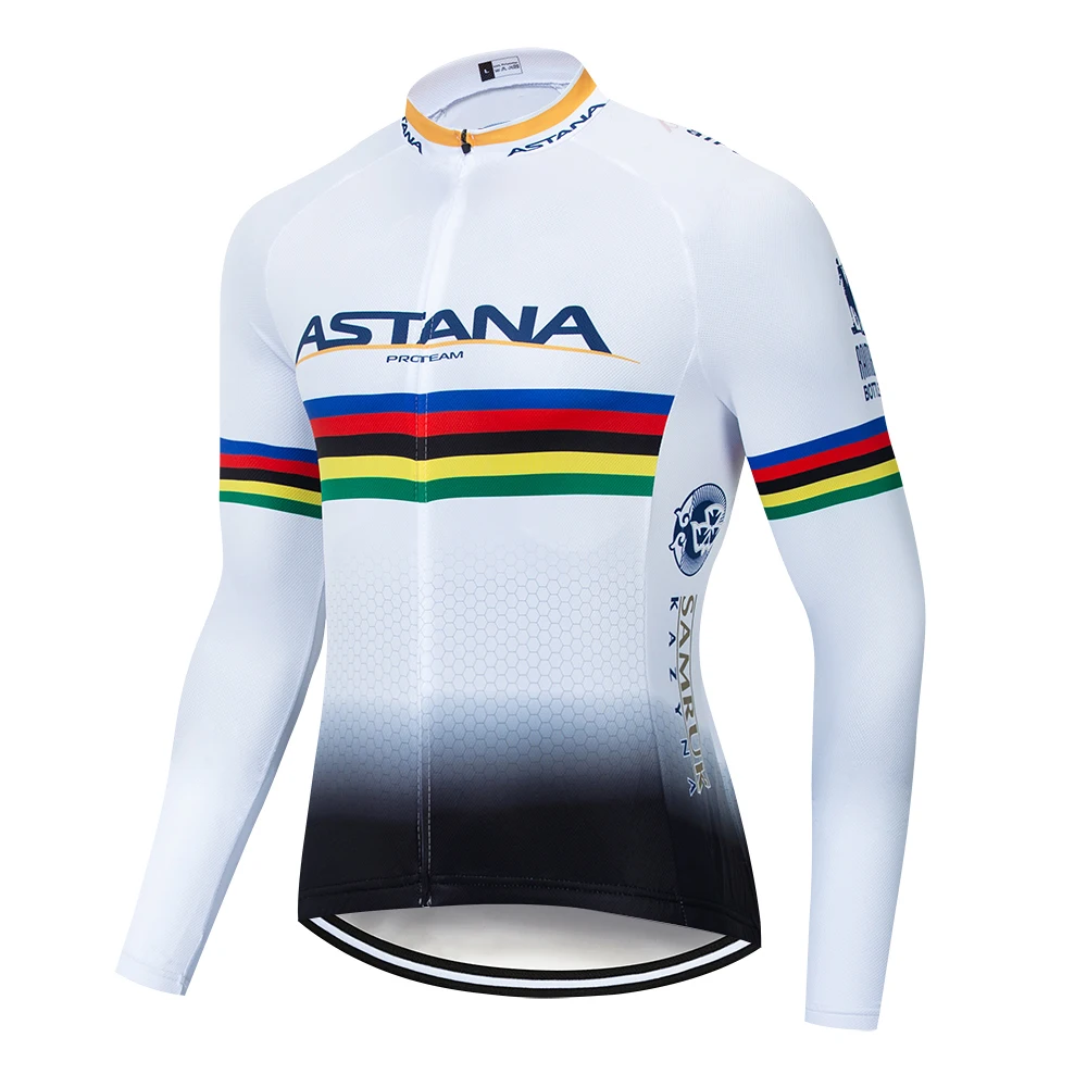 ASTANA Team long sleeve Suit Cycling jersey Set bib pants ropa ciclismo bicycle clothing bike jersey Uniform Men clothes - Цвет: 2