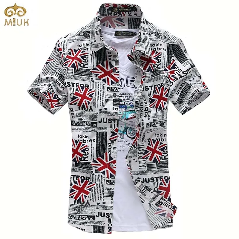 Print Large Size Chemise Homme XXXL XXL 3Color Brand clothing Short