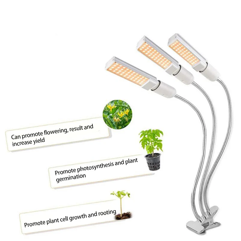 Полный спектр комнатных растений светодиодный светильник для выращивания Фито лампа 3 головки USB таймер растущий светильник s growbox для роста комнаты теплицы зажим держатель
