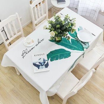 

Fashion Green Plants Pattern Tablecloth Outdoor Camping BBQ Table Cloth Waterproof Durable Square Rectangle Tea Table Cloth